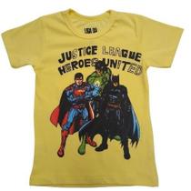 Camiseta Infantil Menino Liga da Justiça Herois - 4248 - Amarelo