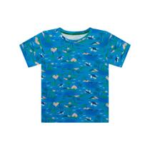 Camiseta Infantil Menino Manga Curta Em Cotton - Azul