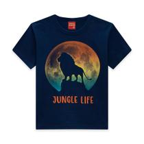 Camiseta Infantil Menino Manga Curta Kyly Estampada Jungle Life Meia Malha Leve Macia