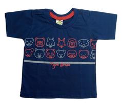 Camiseta Infantil Menino Manga Curta Tamanho 1 - Tigre Bravo