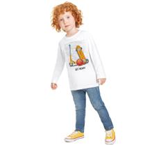 Camiseta Infantil Menino Manga Longa Branco Kyly
