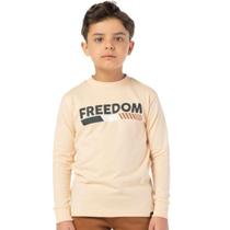 Camiseta Infantil Menino Manga Longa Freedom Bege