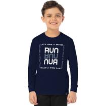 Camiseta Infantil Menino Manga Longa Run Marinho