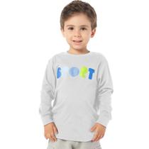 Camiseta Infantil Menino Manga Longa Sport Branca