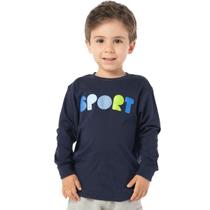 Camiseta Infantil Menino Manga Longa Sport Marinho