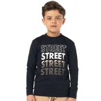 Camiseta Infantil Menino Manga Longa Street Preta