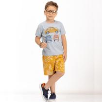 Camiseta Infantil Menino Mangas Curtas Carro Com Quebra Cabeça Tam 4 a 10 - Biogás