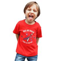 Camiseta Infantil Menino Menina Dia de Rock com Papai