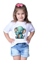 Camiseta Infantil Menino Menina Elefante Elefantinho Fofo Safari Sorvete