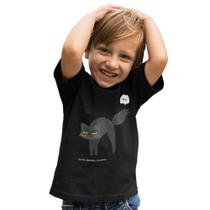 Camiseta Infantil Menino Menina Gato Alimente Manga Curta