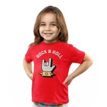 Camiseta Infantil Menino Menina Já Ouço Rock & Roll Mão Camiseta Infantil Menino Menina Já Ouço Rock & Roll Mão
