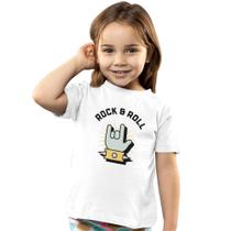 Camiseta Infantil Menino Menina Já Ouço Rock & Roll Mão