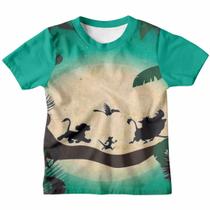 Camiseta Infantil Menino Menina Rei leão timão e Pumba Camisa Estampada Digital 3D