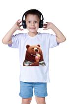 Camiseta Infantil Menino Menina Ursos Ursinho Fofo Tomando Sorvete