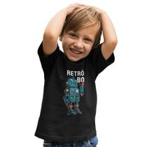 Camiseta Infantil Menino Robo Retrô Manga Curta