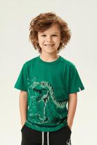 Camiseta Infantil Menino T-Rex Verde Abrange