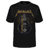 Camiseta Infantil Metallica Hetfield Iron Cross Guitar Oficial Stamp