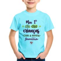 Camiseta Infantil Meu primeiro dia das crianças (rosa) - Foca na Moda