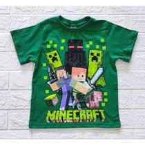 Camiseta Infantil Minecraft Manga Curta com Gola Reforçada 100% Algodão Camiseta Infantil Minecraft Manga Curta com Gola Reforçada 100% Algodão