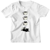 Camiseta Infantil Minha xicara de gato Camiseta Infantil Minha xicara de gato