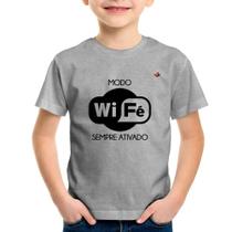 Camiseta Infantil Modo Wi-Fé sempre ativado - Foca na Moda