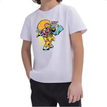 Camiseta Infantil Monstro ouvindo som