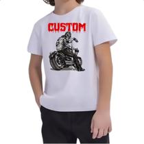 Camiseta Infantil Moto Skull Custom Camiseta Infantil Moto Skull Custom