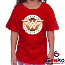 Camiseta Infantil Mulher Maravilha 100% Algodão Wonder Woman Geeko