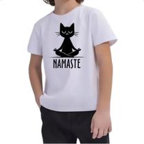 Camiseta Infantil Namaste Gato Preto