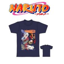 Camiseta Infantil Naruto e Jiraya Azul Carbono Clube Comix
