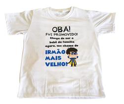 Camiseta Infantil Oba Fui Promovido a Irmão Mais Velho Camiseta Infantil Oba Fui Promovido a Irmão Mais Velho