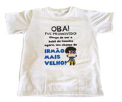 Camiseta Infantil Oba Fui Promovido a Irmão Mais Velho Camiseta Infantil Oba Fui Promovido a Irmão Mais Velho