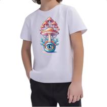 Camiseta Infantil Olho psicodelico cogumelos