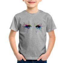 Camiseta Infantil Olhos Cores Pintura - Foca na Moda