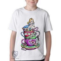 Camiseta Infantil ou adulto Alice & Gato Blusa Criança todos tamanhos