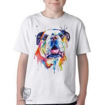 Camiseta Infantil ou adulto Cachorro Bulldog Blusa Criança todos tamanhos