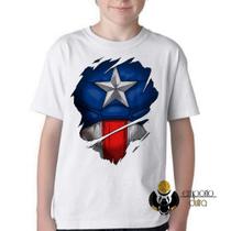 Camiseta Infantil ou adulto Capitão América disfarce Blusa Criança todos tamanhos