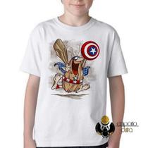 Camiseta Infantil ou adulto Capitão Cavérica escudo Blusa Criança todos tamanhos