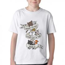 Camiseta Infantil ou adulto Cat pet world Blusa Criança todos tamanhos