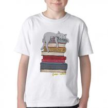Camiseta Infantil ou adulto Gato + leitura Blusa Criança todos tamanhos Camiseta Infantil ou adulto Gato + leitura Blusa Criança todos tamanhos