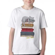Camiseta Infantil ou adulto Gato + leitura Blusa Criança todos tamanhos