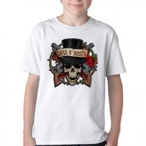 Camiseta Infantil ou adulto Guns in Roses Caveira Blusa Criança todos tamanhos