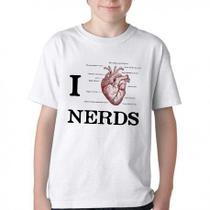 Camiseta Infantil ou adulto I love nerds heart coração Blusa Criança todos tamanhos