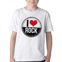 Camiseta Infantil ou adulto I love rock Blusa Criança todos tamanhos
