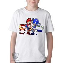 Camiseta Infantil ou adulto Sonic Mário II Blusa Criança todos tamanhos Camiseta Infantil ou adulto Sonic Mário II Blusa Criança todos tamanhos