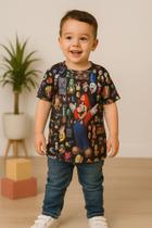 Camiseta infantil ou adulto Super Mário