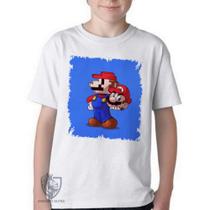Camiseta Infantil ou adulto Super Mário pixel Blusa Criança todos tamanhos