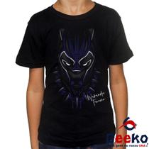 Camiseta Infantil Pantera Negra 100% Algodão Black Panther Wakanda Forever Geeko Camiseta Infantil Pantera Negra 100% Algodão Black Panther Wakanda Forever Geeko