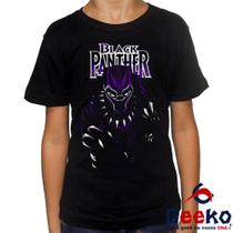 Camiseta Infantil Pantera Negra 100% Algodão Black Panther Wakanda Geeko
