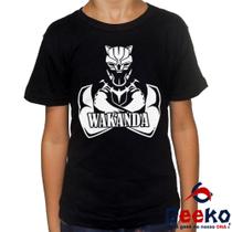 Camiseta Infantil Pantera Negra 100% Algodão Wakanda Forever The Black Panther Geeko Camiseta Infantil Pantera Negra 100% Algodão Wakanda Forever The Black Panther Geeko